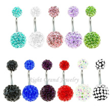 Promotion Double Crystal Shamballa Fake Piercing Navel Sexy Gem Belly Rings